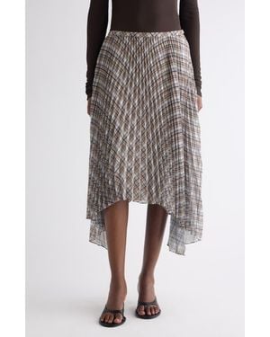 Acne Studios Plaid Bias Cut Pleated Skirt - Gray