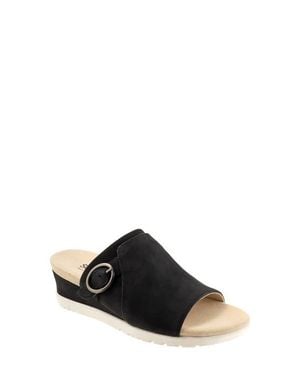 Softwalk Newberry Platform Wedge Slide Sandal - Black