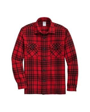 Brooks Brothers Blanket Plaid Cotton Flannel Button-Up Overshirt - Red