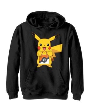 Pokemon Boy's Halloween Trick Or Treat Pikachu Pull Over Hoodie - Black