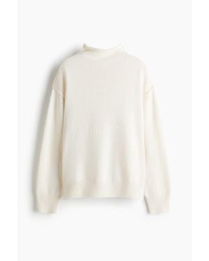 H&M Oversized Wool-Blend Sweater - White