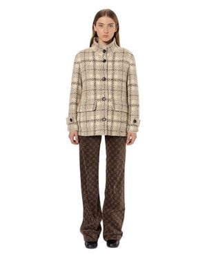 Gerard Darel Manuela Oversize Checked Coat - White
