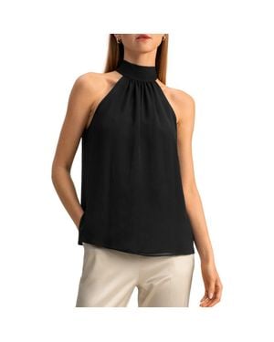 LILYSILK Silk Georgette Halter Neck Top - Black
