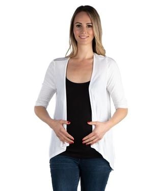 24seven Comfort Apparel Maternity Elbow Length Sleeve Open Cardigan - Black