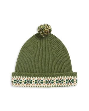 Bode Moritz Virgin Wool Pompom Beanie - Green