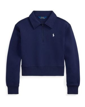 Polo Ralph Lauren Kids' Double Knit Quarter Zip Polo Sweatshirt - Blue