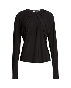 Ashlyn Vion Long Sleeve Draped Top - Black