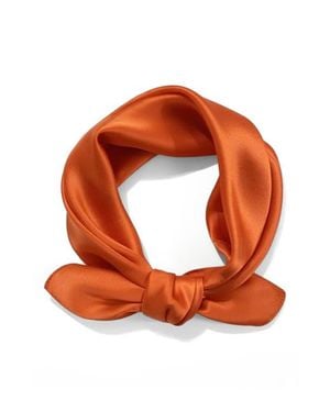 SILKSILKY Pure Silk Solid Color Square Scarf - Orange