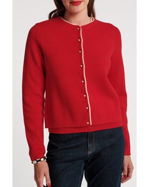 Frances Valentine Darling Cardigan Colorblock Piping - Red