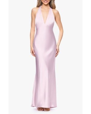 Xscape Evenings Halter Satin Gown - Pink