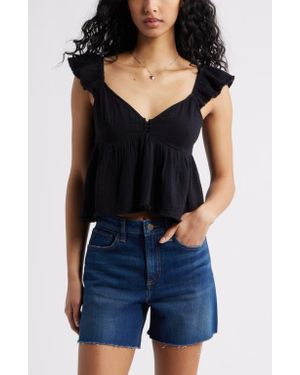 BP. Cotton Gauze Babydoll Top - Blue