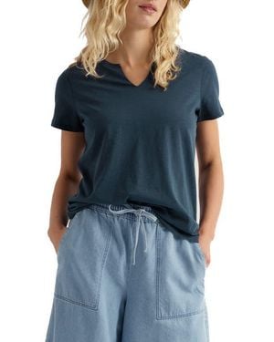 Seasalt Cornwall Kellow V-Neck Organic Cotton T-Shirt - Blue