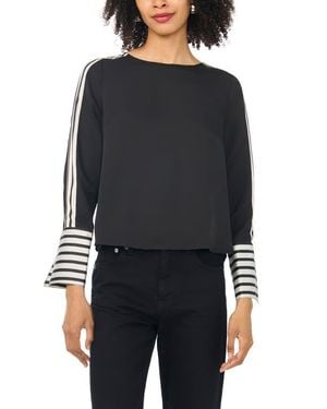 Vince Camuto Stripe Accent Boat Neck Top - Black
