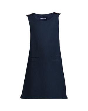 Lands' End Girls Contrast Button Side Pleat Sweater - Blue