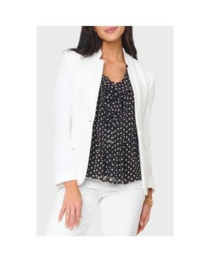 Gibsonlook Inverted Notch Collar Cotton Blend Knit Blazer - White