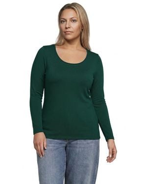 Lands' End Plus Size Lightweight Jersey Skimming Long Sleeve Scoop Neck T-Shirt - Green