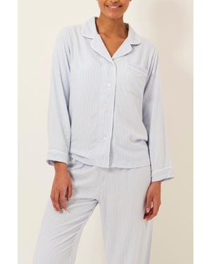 Stripe & Stare Ecovero Long Sleeve Pajama Top - Gray