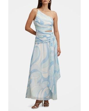 EVER NEW Connie Ruched Asymmetric Dress - Blue