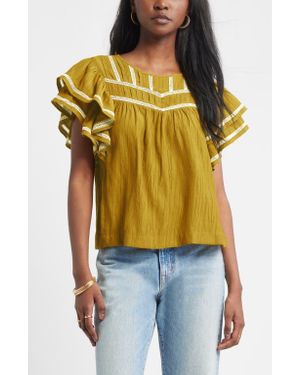 Treasure & Bond Double Ruffle Sleeve Top - Yellow