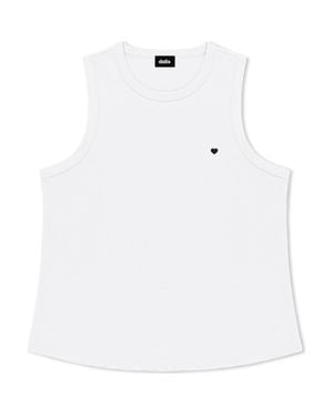 Alix Lil Heart Cotton Jersey Tank - White