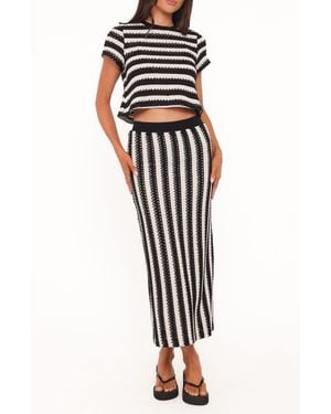 Petal & Pup Jaden Knit Crop Top & Maxi Skirt Set - Black
