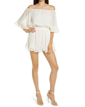 Endless Rose Off The Shoulder Ruffle Sleeve Romper - White
