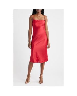 Jump Apparel Bow Back Satin Cocktail Slipdress - Red