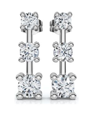 Bliss Diamond 1Ct Three Stone Drop Earrings 10K Lab Grown 5/8 Tall Push Back - White