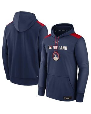 Nike Cleveland Guardians Authentic Collection City Connect Therma Pullover Hoodie - Blue