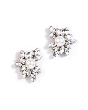 Deepa Gurnani Sahana Imitation Pearl Stud Earrings - Metallic
