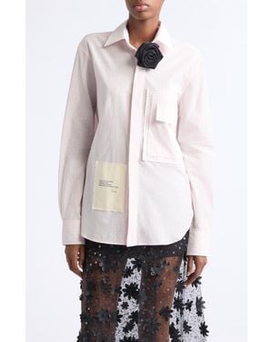 KÚR Striped Boxy Shirt - White