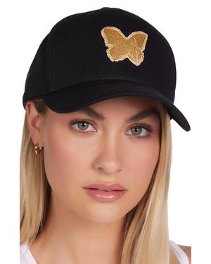 Lauren Moshi Bay Butterfly Patches Hat - Black