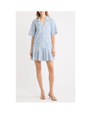 Petal & Pup Fraser Stripe Drop Waist Minidress - Blue