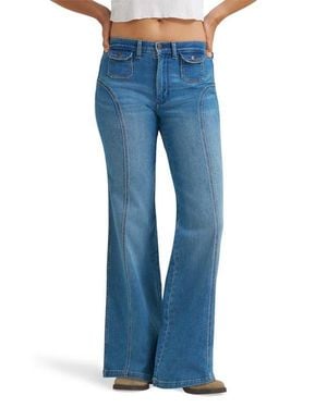 Wrangler Seamed Patch Pocket Flare Jeans - Blue
