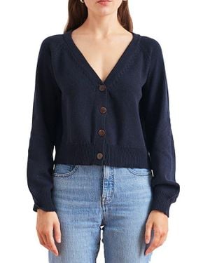 Paneros Clothing Greta Cropped Cotton Cardigan - Blue