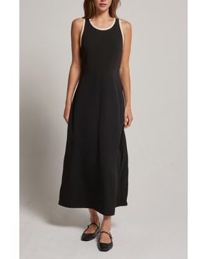 Crescent Suede Trim Chiffon Maxi Dress - Black
