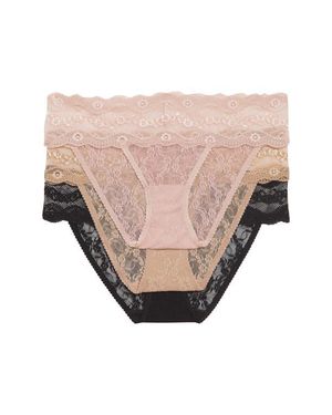 B.tempt'd Assorted 3-Pack Lace Kiss Bikinis - Natural