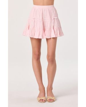 Astr Delia Lace Trim Miniskirt - Pink