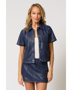 Central Park West Rusty Vegan Ss Cropped Jacket - Blue