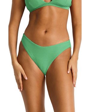 Sea Level Ribbed Sporty Mid Bikini Bottoms - Green