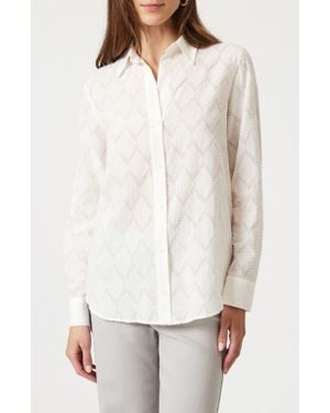 Mavi Clip Dot Diamond Cotton Button-Up Shirt - White