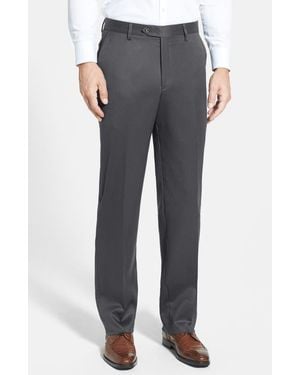 Berle Pleated Worsted Wool Gabardine Pants - Gray