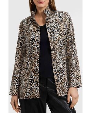 Foxcroft Carolina Leopard Print Cotton Sateen Button-Up Shirt - Black