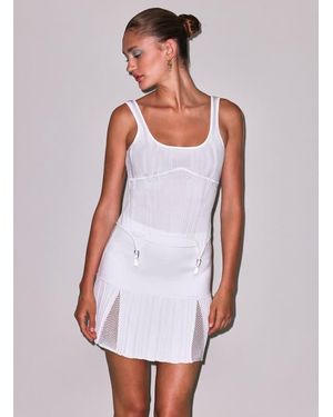 Fleur du Mal Rib & Crochet Knit Skirt - White