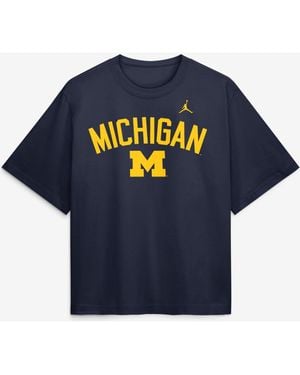 Nike Michigan Wolverines Arch Logo Boxy T-Shirt - Blue