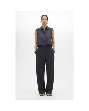 Another Tomorrow Cropped Sleeveless Shirt - Blue