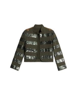 Fortela Classic Wool Pailettes Jacket - Green