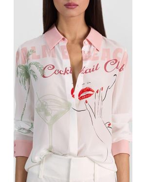 Alice + Olivia Willa Print Silk Button-Up Shirt - Multicolor