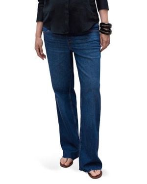 Mango Over The Bump Raw Hem Wide Leg Maternity Jeans - Blue