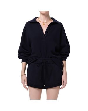 Citizens of Humanity Johnny Collar Oversize Fleece Sweatshirt - Black